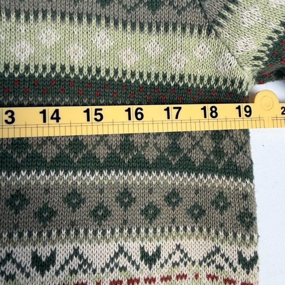 90's Nordic Fair Isle Knit Vintage Cardigan Green Size Medium Earthy Tones - Picture 7 of 9